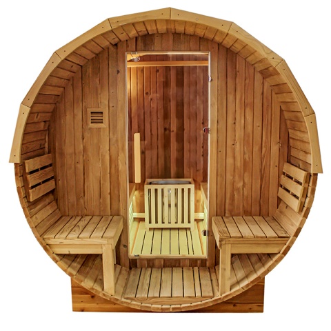 SAUNA OGRODOWA FIŃSKA BECZKA Z PIECEM TROMSO 4-6 OSOBOWA 210x210 CM